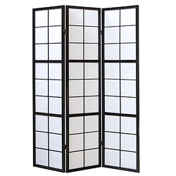 Homestyle4U Paravent bois 3 pans noir
