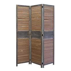 Homestyle4U Paravent 3 pans bois marron