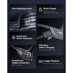 Casque sport à conduction osseuse Shokz OpenRun Pro 2, écouteur sans fil à oreille ouverte, compatible avec Bluetooth 5.3, équipé d'un microphone anti-bruit, autonomie de 12 heures, idéal pour la course à pied.-Kipchoge