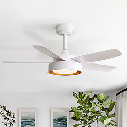 Sofucor Ventilateur plafond blanc107 cm avec éclairage - Moteur réversible - Télécommande