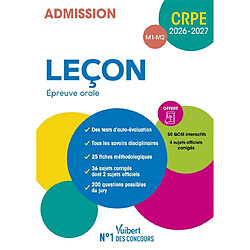 Leçon, épreuve orale : admission M1, M2 : CRPE 2026-2027