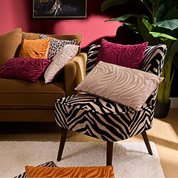Pegane Fauteuil de salon imprimé zèbre - Longueur 68,5 x Profondeur 68,5 x Hauteur 80 cm