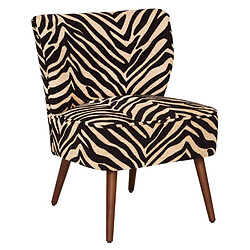 Pegane Fauteuil de salon imprimé zèbre - Longueur 68,5 x Profondeur 68,5 x Hauteur 80 cm