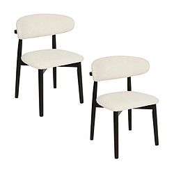 Pegane Lot de 2 chaises coloris blanc et structure bois noir - Longueur 51 x Profondeur 56 x Hauteur 78 cm