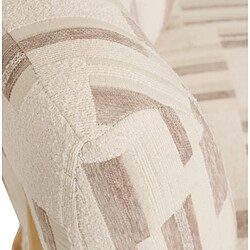 Pegane Fauteuil chenille rembourré à motifs avec pieds bois effet naturel - Longueur 63 x Profondeur 69 x Hauteur 72 cm