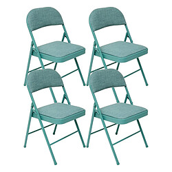 Pegane Lot de 4 Chaises pliante avec structure en métal, assise et dossier coloris vert - Longueur 46,5 x Profondeur 46,5 x Hauteur 79,5 cm