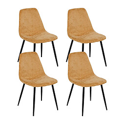 Pegane Lot de 4 chaises de salle à manger coloris Ocre et pieds en métal noir - Longueur 51 x Profondeur 45 x Hauteur 87 cm