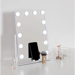 Pegane Miroir pivotant avec éclairage LED écran tactile coloris Blanc - Longueur 35 x Profondeur 7 x Hauteur 43 cm
