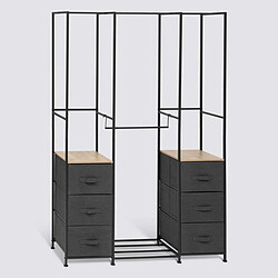 Pegane Penderie avec 2 étagères et 6 tiroirs Gris - Longueur 116 x Profondeur 40 x Hauteur 176 cm