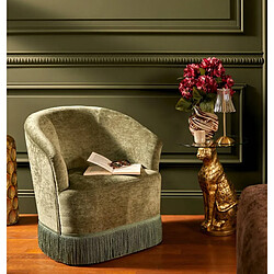 Pegane Fauteuil revêtu de tissu effet velours - Longueur 67,5 x Profondeur 60 x Hauteur 71 cm