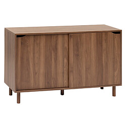 Pegane Buffet 2 portes coulissantes coloris effet bois foncé - Longueur 120 x Profondeur 40 x Hauteur 72 cm