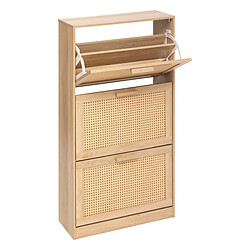 Pegane Meuble colonne à chaussures 3 tiroirs 18 paires - Longueur 60 x Profondeur 24 x Hauteur 113 cm