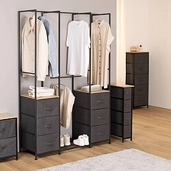 Pegane Penderie avec 2 étagères et 6 tiroirs Gris - Longueur 116 x Profondeur 40 x Hauteur 176 cm