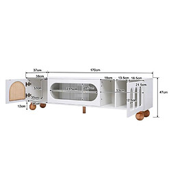 Acheter Meuble TV portes rotin et verre - Blanc