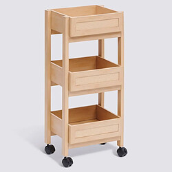 Pegane Desserte 3 niveaux coloris effet bois clair - Longueur 39,6 x largeur 30 x Hauteur 85,5 cm