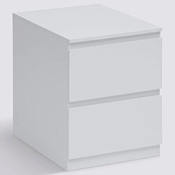 Pegane Table de nuit , chevet de 3 tiroirs coloris blanc - Longueur 38 x Profondeur 48 x Hauteur 50 cm