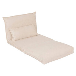 Pegane Fauteuil modulable chauffeuse en velours côtelé ivoire - Longueur 85 x Profondeur 74 x Hauteur 59 cm