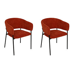 Pegane Lot de 2 chaises fauteuil rembourrés en velours côtelé ambre - Longueur 59 x Profondeur 55 x Hauteur 78,5 cm