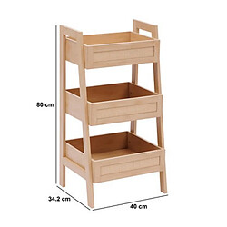 Pegane Desserte 3 compartiments - Bois clair