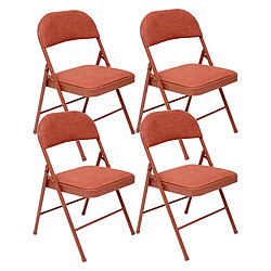 Pegane Lot de 4 Chaises pliante avec structure en métal, assise et dossier coloris Rose Foncé - Longueur 46,5 x Profondeur 46,5 x Hauteur 79,5 cm