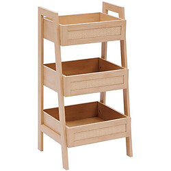 Pegane Desserte de 3 compartiments coloris effet bois clair - Longueur 40 x largeur 34,2 x Hauteur 80 cm