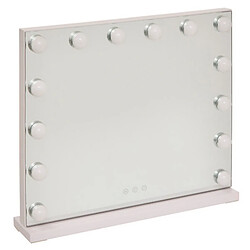 Pegane Miroir avec éclairage 14 LED écran tactile coloris Blanc - Longueur 50 x Profondeur 10 x Hauteur 42.5 cm