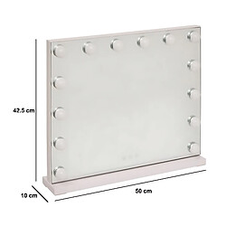 Pegane Miroir avec éclairage 14 LED écran tactile coloris Blanc - Longueur 50 x Profondeur 10 x Hauteur 42.5 cm