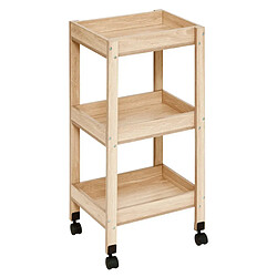 Pegane Desserte 3 niveaux coloris effet bois clair - Longueur 40 x Profondeur 30 x Hauteur 80 cm