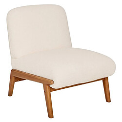 Pegane Fauteuil revêtu de tissu bouclette coloris ivoire - Longueur 61,4 x Profondeur 75,5 x Hauteur 76 cm