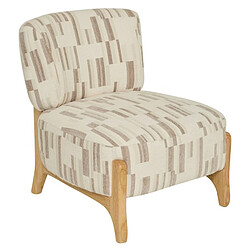 Pegane Fauteuil chenille rembourré à motifs avec pieds bois effet naturel - Longueur 63 x Profondeur 69 x Hauteur 72 cm
