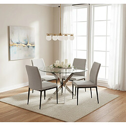 Homy France Table à manger ronde JESSICA TRANSPARENT chrome 100 cm 4 couverts