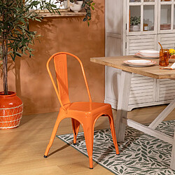 Atmosphera Lot de 4 chaises en métal NIKO - Orange