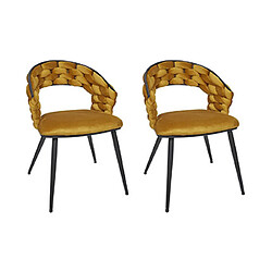 Mes Lot de 2 chaises repas 62x54x83 cm en velours moutarde - TREZI