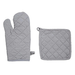 Atmosphera Gant & Manique de Cuisine Coton 33cm Gris Clair