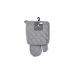 Atmosphera Gant & Manique de Cuisine Coton 33cm Gris Clair