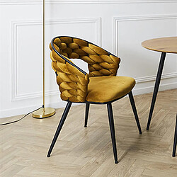 Mes Lot de 2 chaises repas 62x54x83 cm en velours moutarde - TREZI