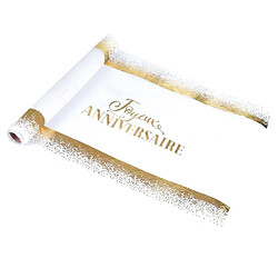 Paris Prix Chemin de Table Jetable Birthday 28cmx5m Blanc & Or