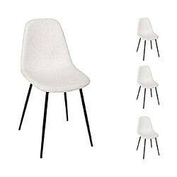 Mes Lot de 4 chaises 54x45x85 cm en velours côtelé beige - TAKO