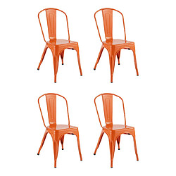Paris Prix Lot de 4 Chaises en Métal Isak 85cm Orange