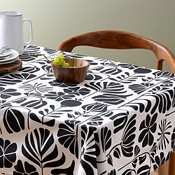 Atmosphera Nappe de Table Imprimée Twisted Lime 150x250cm Noir & Blanc