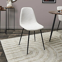 Mes Lot de 4 chaises 54x45x85 cm en velours côtelé beige - TAKO