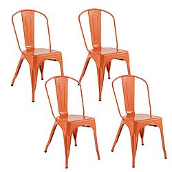Atmosphera Lot de 4 chaises en métal NIKO - Orange