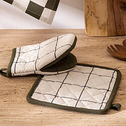Atmosphera Gant & Manique à Carreaux Family Corner 20cm Beige & Kaki