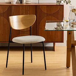 Atmosphera Lot de 2 chaises avec pieds en métal JAISA - Beige