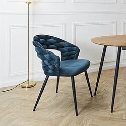 Mes Lot de 2 chaises repas 62x54x83 cm en velours bleu canard - TREZI