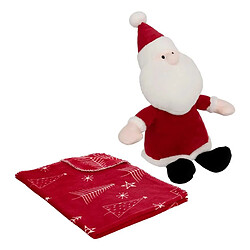 Atmosphera Plaid Imprimé & Peluche Père Noël 75x90cm Rouge
