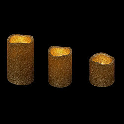 Atmosphera Lot de 3 Bougies LED Paillettes 10cm Or