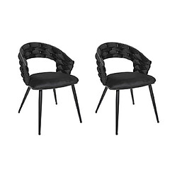 Mes Lot de 2 chaises repas 62x54x83 cm en velours noir - TREZI