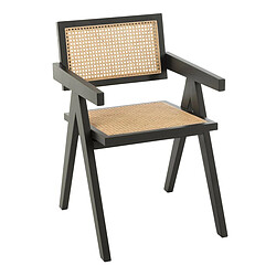 Paris Prix Chaise Cannage en Bois Grid 80cm Noir