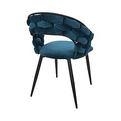 Mes Lot de 2 chaises repas 62x54x83 cm en velours bleu canard - TREZI pas cher